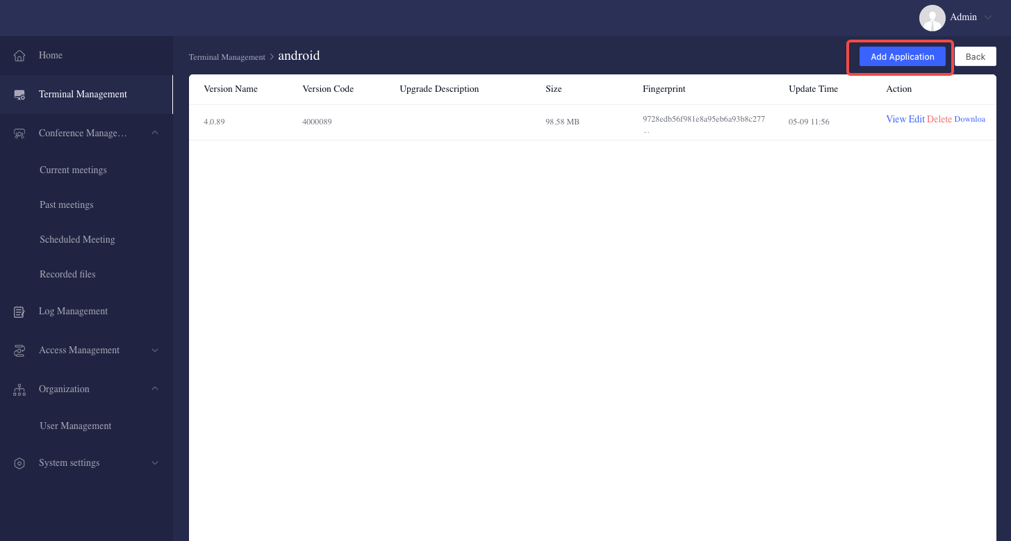 VidyVault version upload interface with file selection