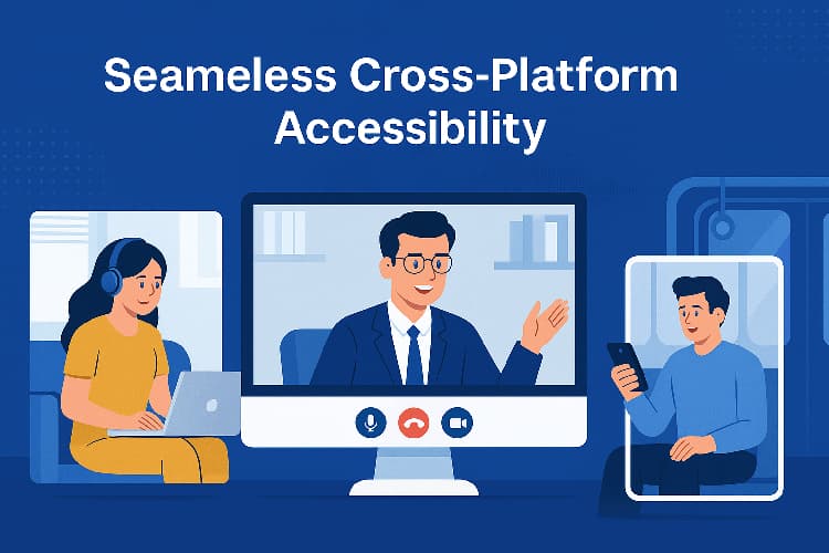 Multi-device VidyVault meeting illustration