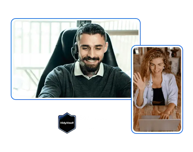 VidyVault teamwork security lock icon