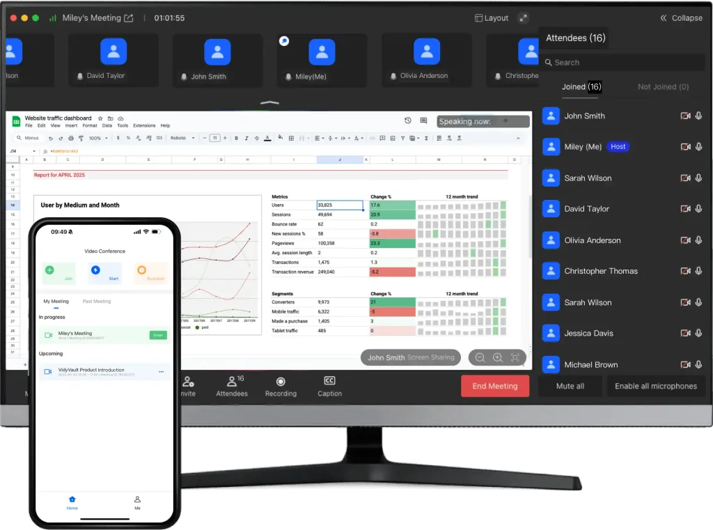 Secure Video Conferencing Host Controls: Mute All & Manage Large Events 1 Group video conferencing Interface